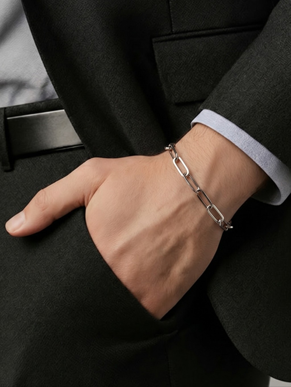 Stainless Steel Paperclip Chain Bracelet 4mm Unisex Silver 8 Link Bracelet